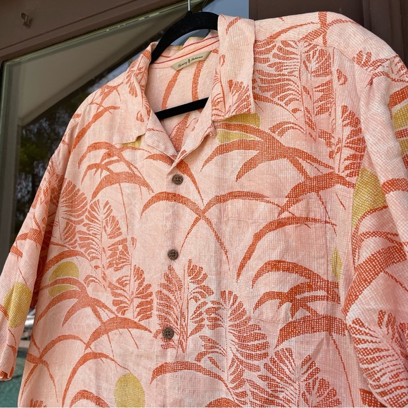 Tommy Bahama Orange/Rust Floral Hawaiian Silk Camp Shirt XL - Picture 4 of 13
